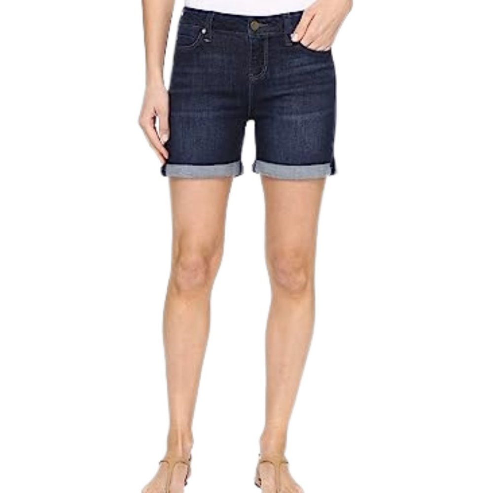 Liverpool "Vickie" Rolled Hem Denim Shorts - 14